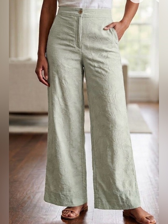 House of Harlow 1960 Pants - House of Harlow 1960 Sage Green Wide-Leg Embossed Pants
